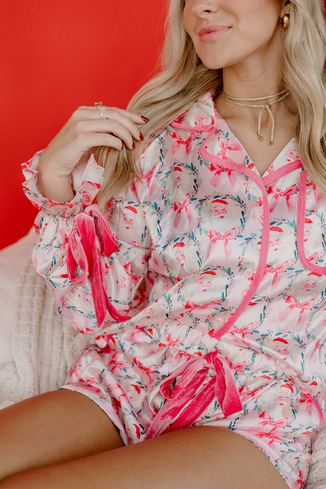 Christmas Wreath Pink PJ Set