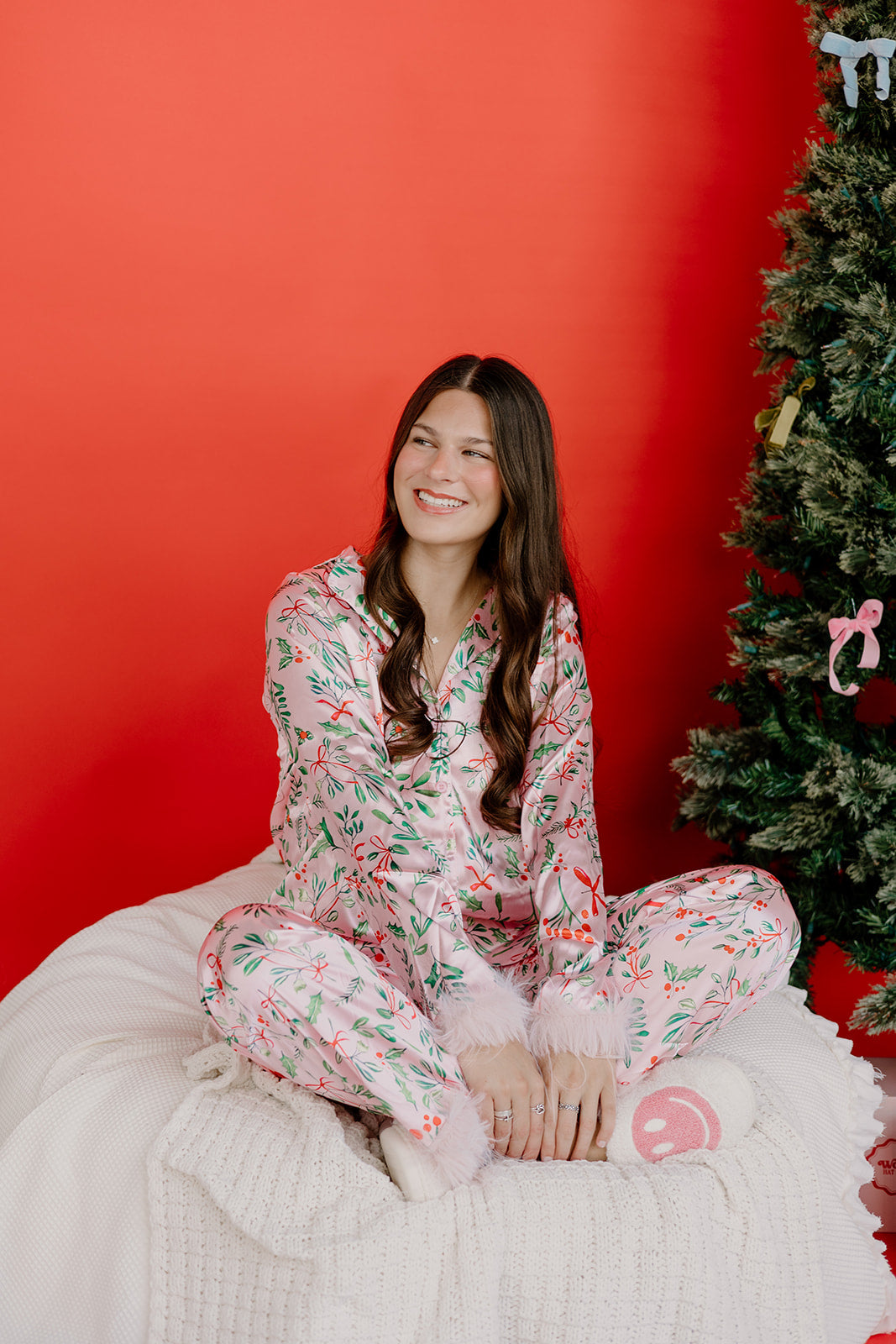 Pink Fur Christmas PJ Pant Set
