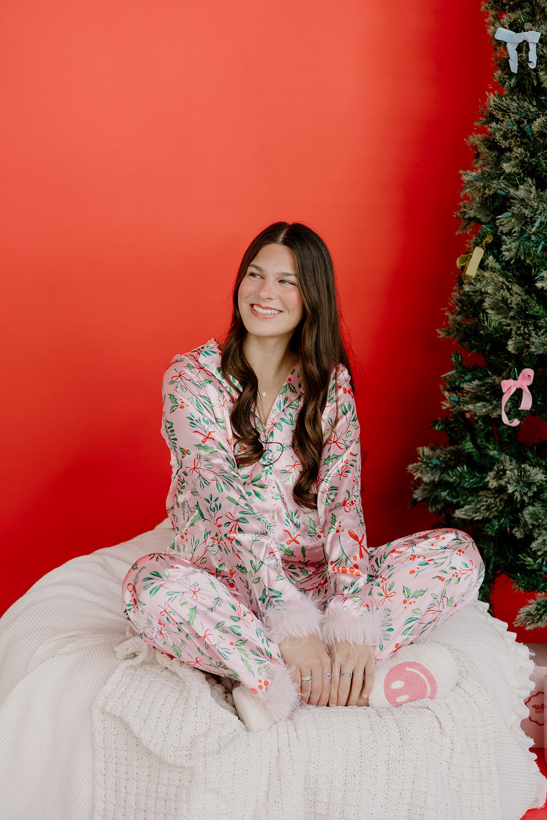 Pink Fur Christmas PJ Pant Set