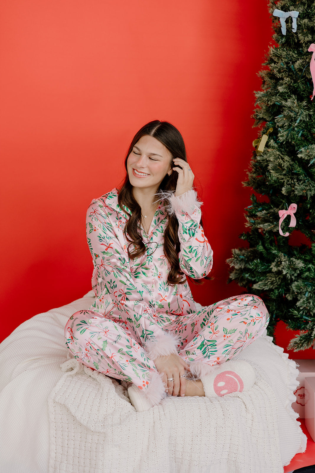 Pink Fur Christmas PJ Pant Set