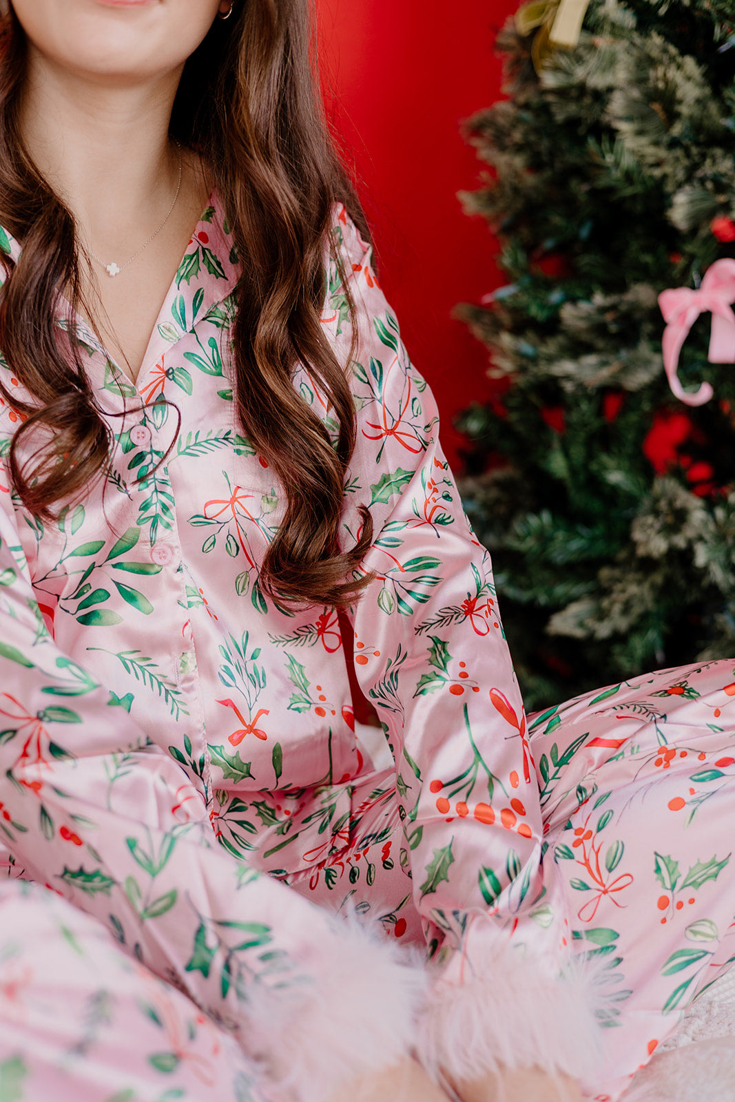 Pink Fur Christmas PJ Pant Set