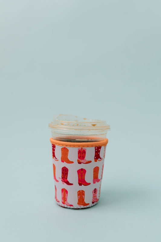 Pink & Orange Boots Coffee Coozie